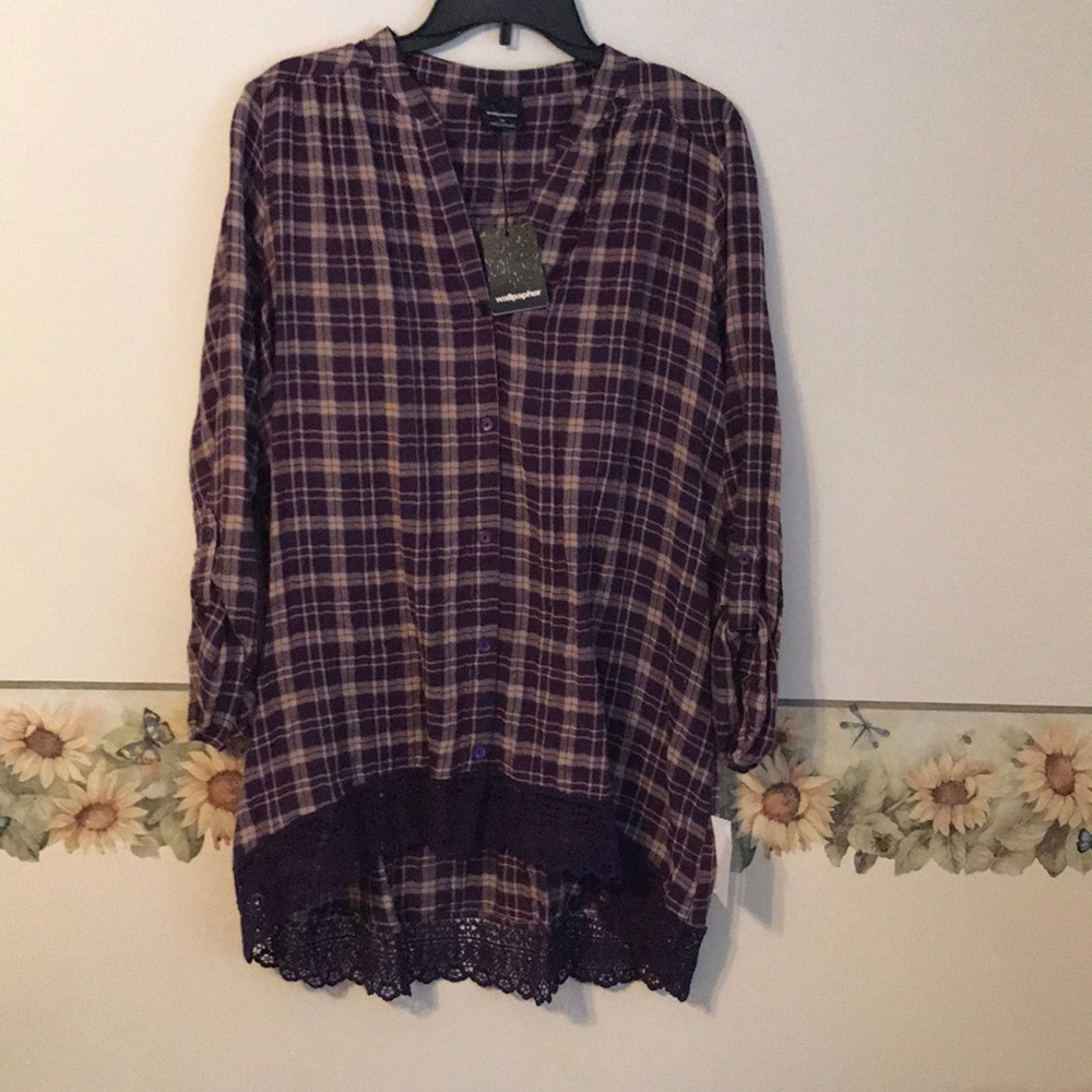Plaid button down blouse